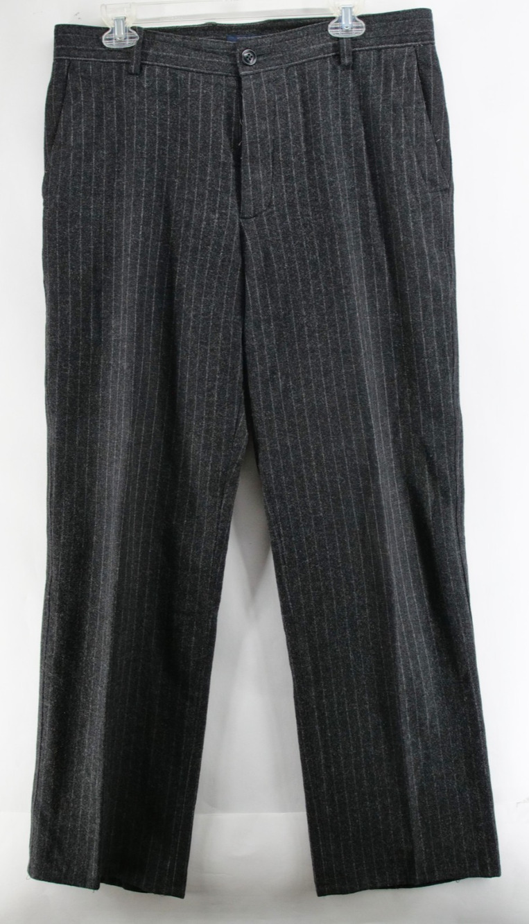 J. Crew Dress Pants Mens 34x34 Gray Pin Stripe Wool Blend Straight Leg Trouser